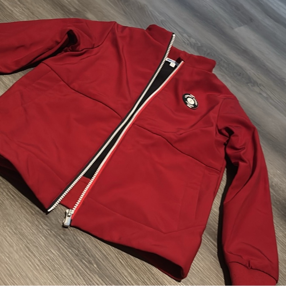 Jacadi Red Bomber Jacket with Ribbed Cuffs